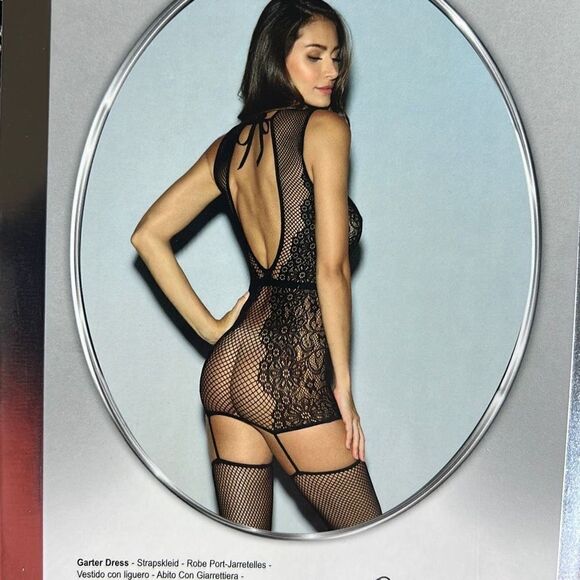 Dreamgirl - 0287 Fishnet Keyhole Gater Dress Bodystocking black NWT One size - Picture 4 of 5